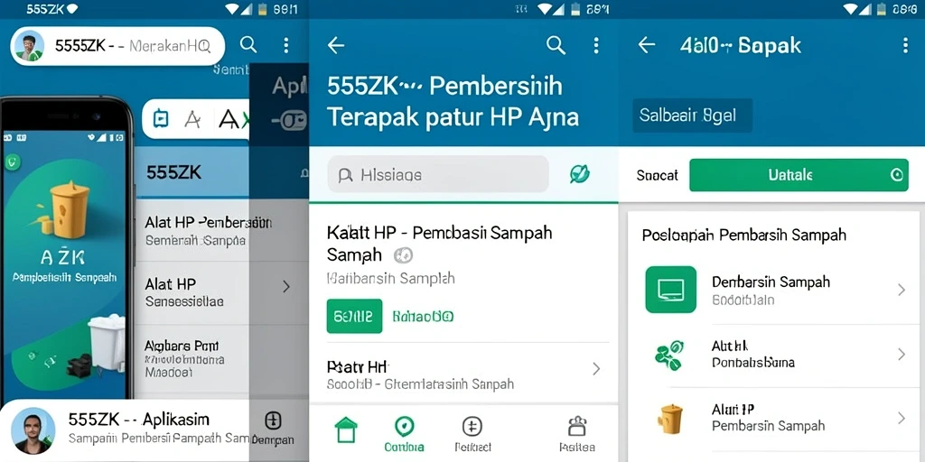 Antarmuka aplikasi 555ZK yang intuitif dan mudah digunakan untuk pembersihan sampah.