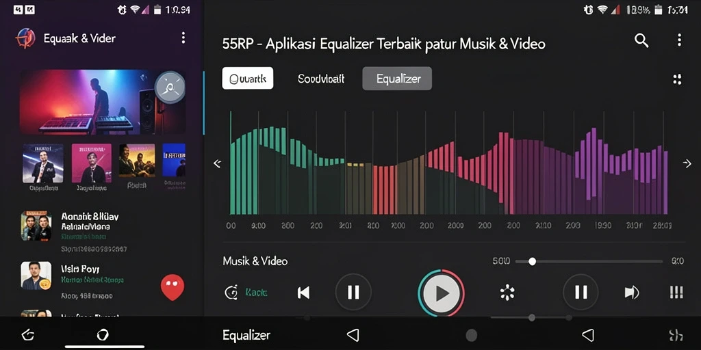 Antarmuka aplikasi 55RP dengan pengaturan Equalizer yang intuitif.