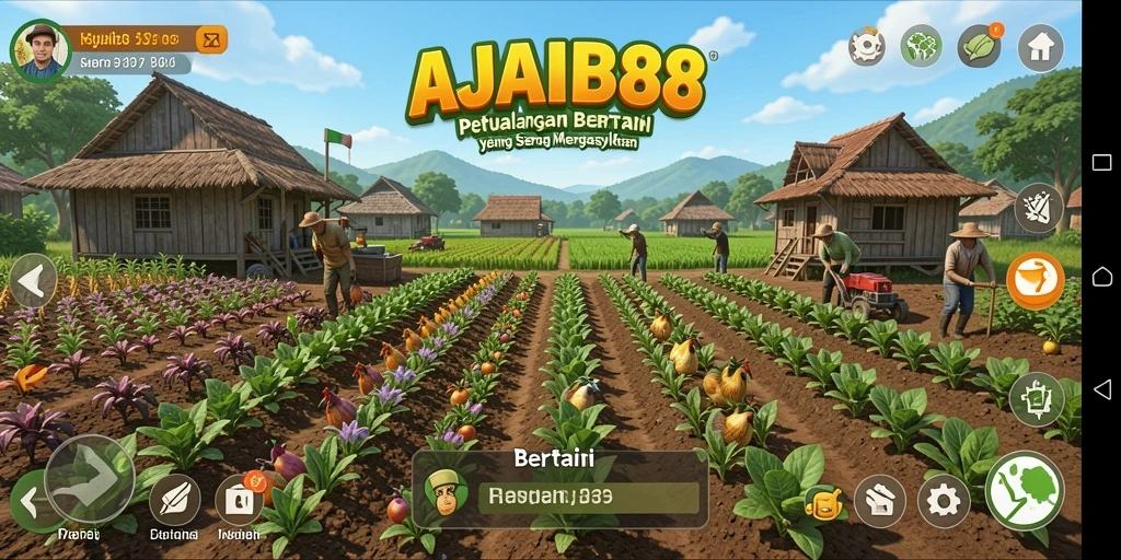 Tampilan antarmuka permainan bertani AJAIB88 yang menarik dan rapi.