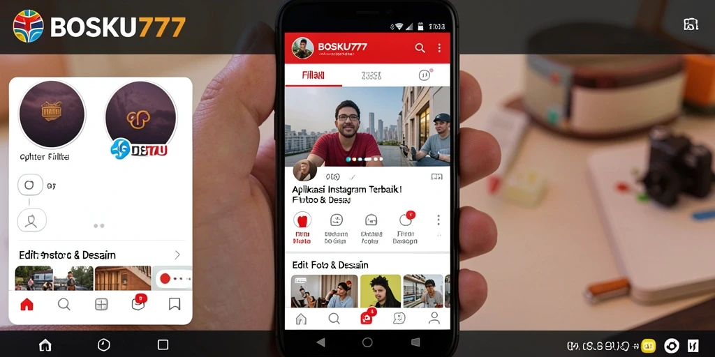 Antarmuka BOSKU777 dengan berbagai pilihan filter Instagram.
