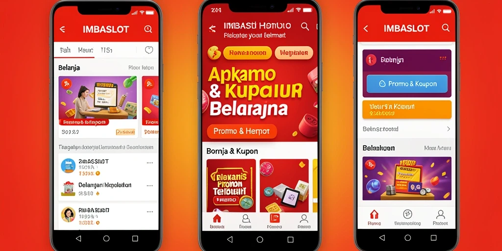 Antarmuka aplikasi IMBASLOT dengan berbagai promo & kupon.
