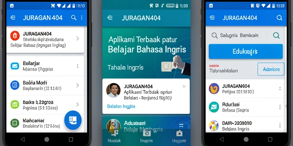 Tampilan antarmuka JURAGAN404 yang intuitif untuk belajar Bahasa Inggris.