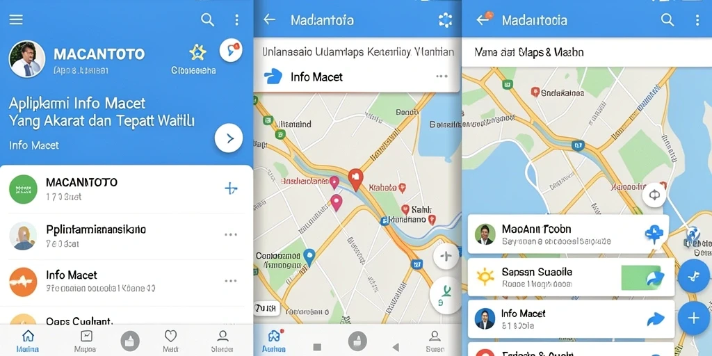 Tampilan antarmuka aplikasi Info Macet MACANTOTO yang informatif.