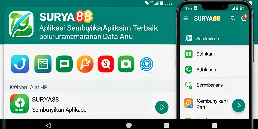 Antarmuka utama SURYA88 yang sederhana dan fungsional untuk sembunyikan aplikasi.