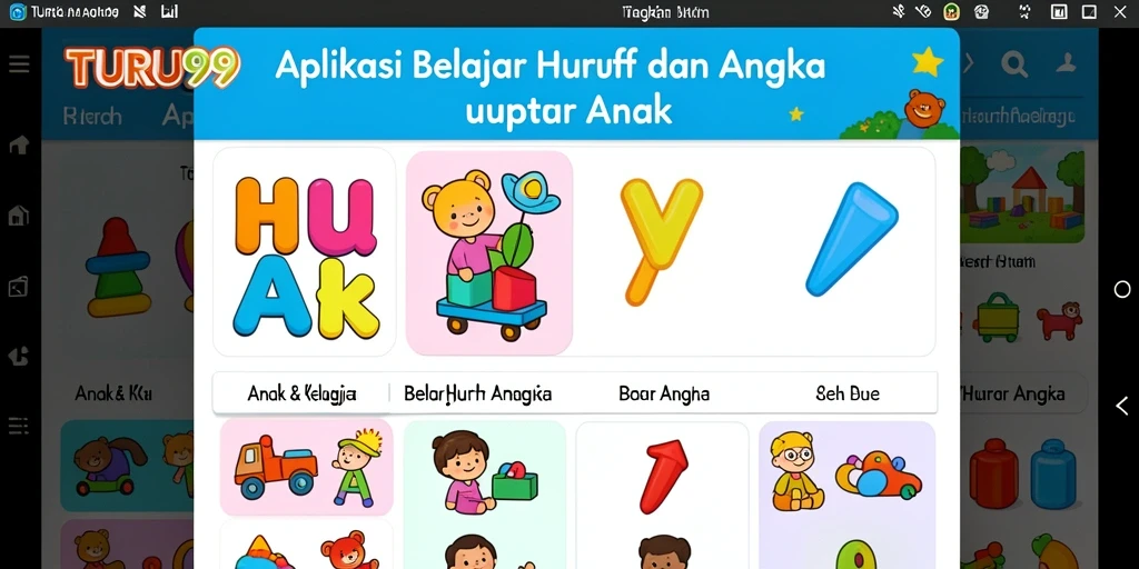 Antarmuka belajar huruf dan angka yang menyenangkan dan interaktif.